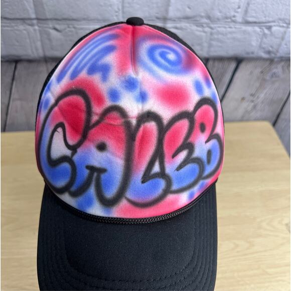 Airbrushed Graffiti Trucker Hat Adjustable 100% Polyester - Picture 5 of 7